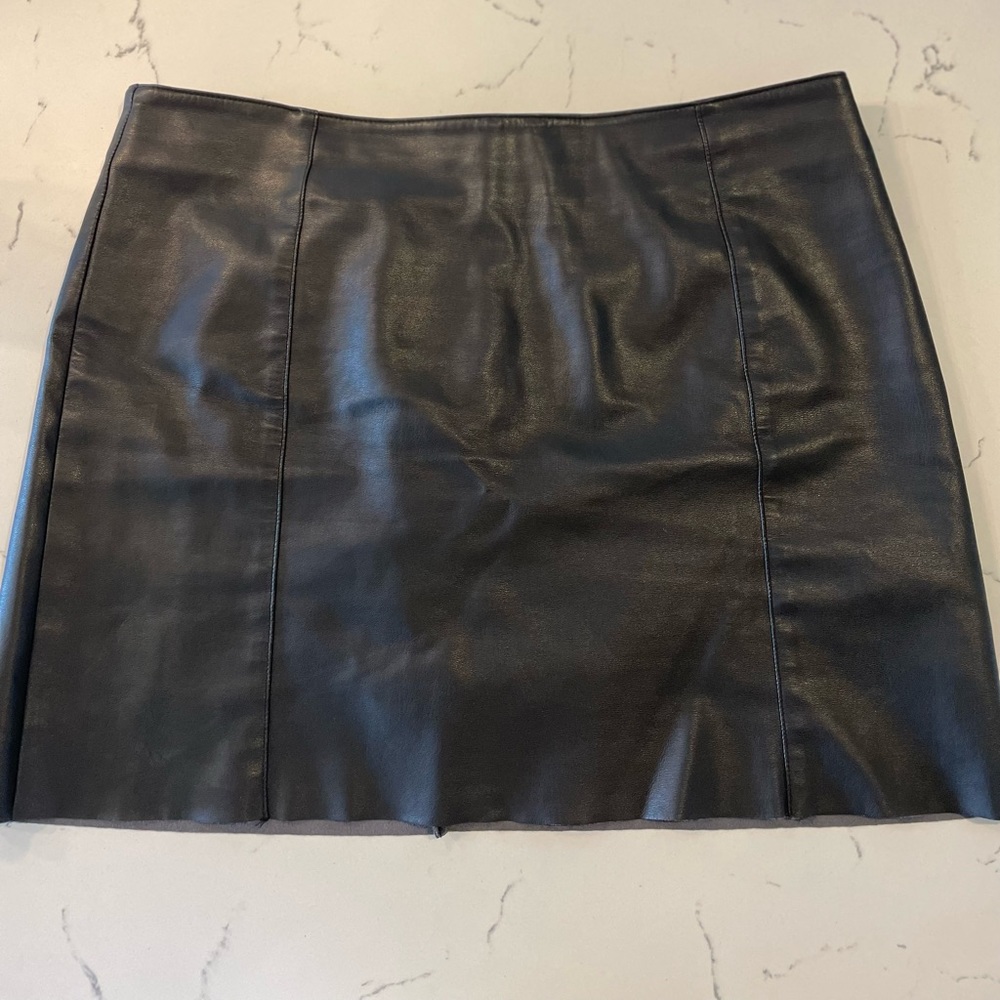 Vegan Leather Mini Skirt - Black - Size 12